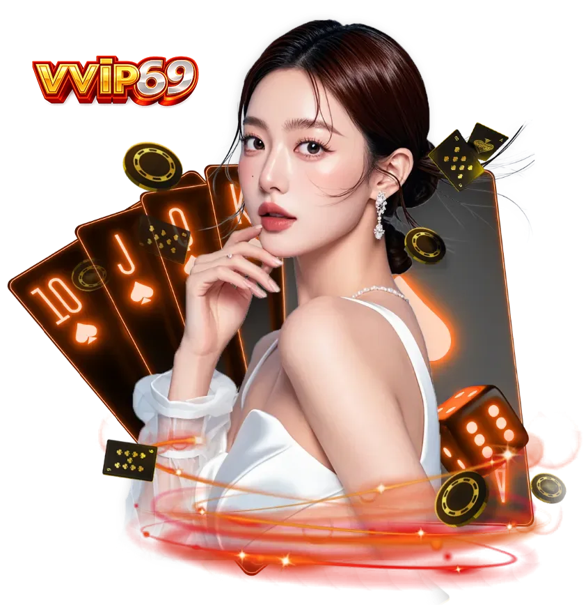 ภาพโปรโมท VVIP69 คาสิโนออนไลน์ เว็บตรง รวมเกมสล็อต บาคาร่า และเกมคาสิโนออนไลน์ยอดนิยม พร้อมธีมไพ่ ชิปคาสิโน และลูกเต๋า เหมาะสำหรับใช้ประกอบบทความเกี่ยวกับคาสิโนออนไลน์ สล็อตเว็บตรง และบาคาร่า vvip69